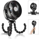 Pink Mini Portable Baby Stroller Fan with Flexible Tripod - Top-Down View