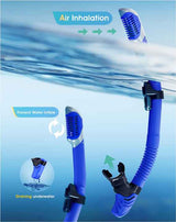 Green Black Professional Snorkeling Mask and Dry-Top Snorkel Set - 45-Degree Angle