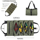 Black 5-Pocket Roll-Up Tool Bag Organizer - 45-Degree Angle