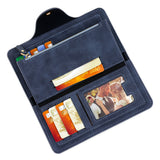 Brown Women's Long Zipper Wallet with Button Closure - PU Leather Multi-Compartment Clutch Purse - Side View