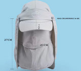 Grey UV Protection 4-in-1 Outdoor Sun Hat with Removable Flaps - Side View
