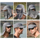 Beige UV Protection 4-in-1 Outdoor Sun Hat with Removable Flaps - Front View