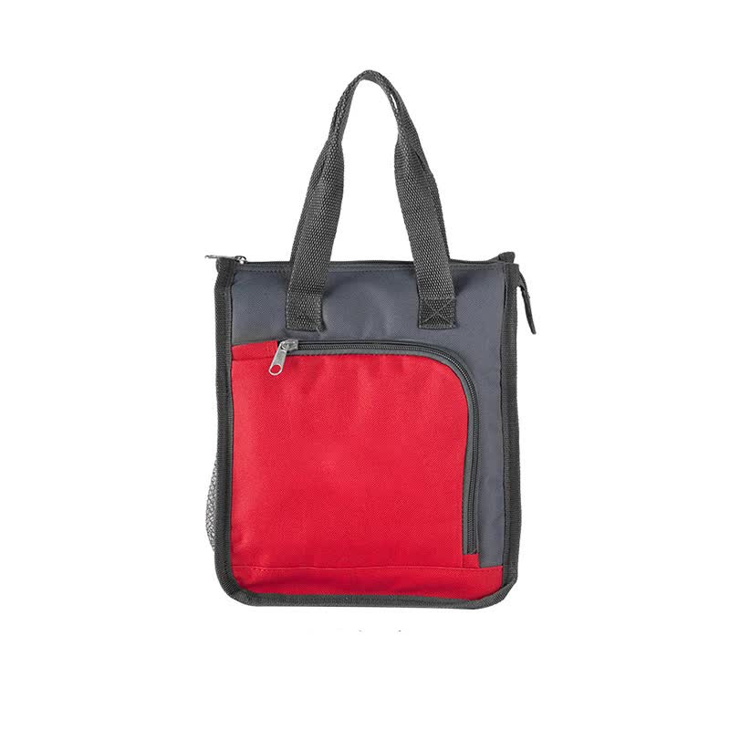 Red Portable Insulated Lunch Bag for Office, Picnic, and Grocery Use