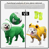 XXL Green Waterproof Full-Cover Pet Raincoat with Hood and Booties - Side View