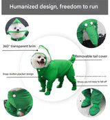 XXL Green Waterproof Full-Cover Pet Raincoat with Hood and Booties - Top-Down View