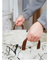 Elephants Canvas Laundry Storage Basket with Adorable Animal Designs - Front View