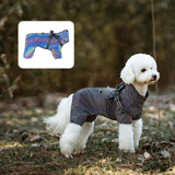 XXL Laser Adjustable Waterproof Reflective Dog Raincoat with Harness Design - Front View