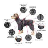 XXL Laser Adjustable Waterproof Reflective Dog Raincoat with Harness Design - Side View