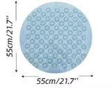Pink Non-Slip Round Shower Foot Scrubber Mat - Soft Silicone Massage Pad for Foot Cleaning - Rear View