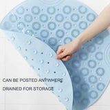 Grey Non-Slip Round Shower Foot Scrubber Mat - Soft Silicone Massage Pad for Foot Cleaning - Side View