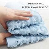 Grey Non-Slip Round Shower Foot Scrubber Mat - Soft Silicone Massage Pad for Foot Cleaning - Top-Down View