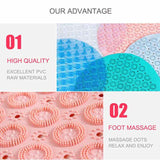 Grey Non-Slip Round Shower Foot Scrubber Mat - Soft Silicone Massage Pad for Foot Cleaning - 45-Degree Angle