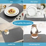 Silver Waterproof Quick-Dry Kitchen Mat - Non-Slip Rubber Base, Absorbent Technology Fabric, 4mm Thick - Front View