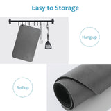 Silver Waterproof Quick-Dry Kitchen Mat - Non-Slip Rubber Base, Absorbent Technology Fabric, 4mm Thick - 45-Degree Angle