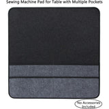Black  Felt Sewing Machine Mat with Multi-Pocket Storage Organizer - Front View