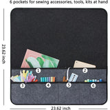 Black  Felt Sewing Machine Mat with Multi-Pocket Storage Organizer - Side View