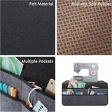 Black  Felt Sewing Machine Mat with Multi-Pocket Storage Organizer - Top-Down View
