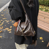 Black Elegant Faux Leather Shoulder Bag with Adjustable Strap - Top-Down View