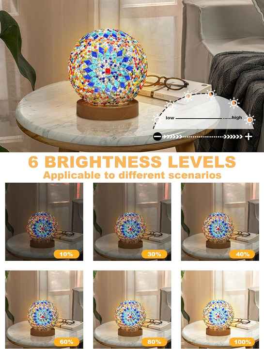 Blue Handmade Mosaic Glass Lamp - Vibrant Decorative Table Light