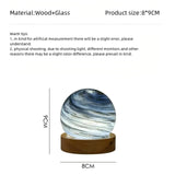 Aurora LED Planet Night Light with Wooden Base, USB Rechargeable - 45-Degree Angle