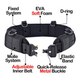 Black Tactical Utility Belt with Adjustable Straps and Metal Buckle - Side View