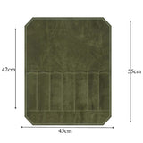 Green Durable Waxed Canvas Knife Roll Bag - Portable Chef Tool Organizer - Side View