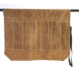 Beige Durable Waxed Canvas Knife Roll Bag - Portable Chef Tool Organizer - Front View