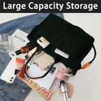 Black Stylish Canvas Briefcase Tote Bag with Large Capacity for Women