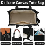 White Stylish Canvas Briefcase Tote Bag with Large Capacity for Women - 45-Degree Angle