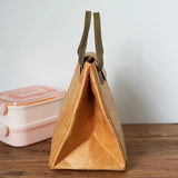 Beige Eco-Friendly Insulated Lunch Bag with Handle - Durable and Reusable - Top-Down View
