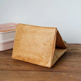 Beige Eco-Friendly Insulated Lunch Bag with Handle - Durable and Reusable - 45-Degree Angle