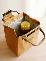 Green Eco-Friendly Insulated Lunch Bag with Handle - Durable and Reusable - Rear View