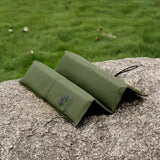 Beige Portable Outdoor Folding Seat Cushion - 42cm x 32cm for Camping and Hiking - Front View