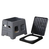 Grey Portable Folding Outdoor Toilet with Lid - Heavy Duty 150kg Capacity - Top-Down View