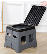 Green Portable Folding Outdoor Toilet with Lid - Heavy Duty 150kg Capacity - Front View