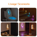 LED Motion Sensor Toilet Night Light - 8-Color Adjustable Glow with Modern Design - Side View
