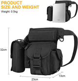 Black Outdoor Tactical Military Leg Bag - Durable Multi-Pocket Utility Waist Pack - Side View
