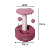 Strawberries Interactive Cat Scratching Post with Playful Ball Toys, Flower Design - 35cm Height, 26cm Base - Front View