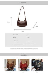 Brown Vintage Faux Leather Hobo Shoulder Bag - Classic and Versatile Handbag - Front View
