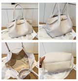 Beige Elegant PU Tote Bag - Soft and Stylish Handbag for Everyday Use - Side View