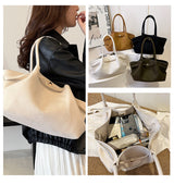 Beige Elegant PU Tote Bag - Soft and Stylish Handbag for Everyday Use - Top-Down View