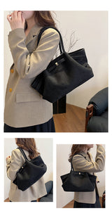 Beige Elegant PU Tote Bag - Soft and Stylish Handbag for Everyday Use