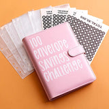 Pink 100-Day Savings Challenge Cash Binder with Tracker and Refillable Notebook - 45-Degree Angle