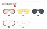 Transparent White and Yellow Tablets Unisex Oversized Aviator Metal Frame Sunglasses - Retro Fashion Eyewear with AC Lenses - Top-Down View