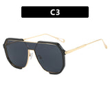 Black Frame Gray Tablets Unisex Oversized Aviator Metal Frame Sunglasses - Retro Fashion Eyewear with AC Lenses - Front View