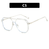 Transparent White Tablets Unisex Oversized Aviator Metal Frame Sunglasses - Retro Fashion Eyewear with AC Lenses - Front View