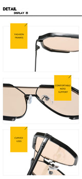 Transparent White Tablets Unisex Oversized Aviator Metal Frame Sunglasses - Retro Fashion Eyewear with AC Lenses - Rear View
