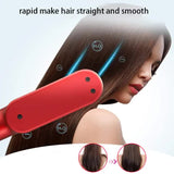 White Wireless 2-in-1 Ceramic Hair Straightener & Curler - Portable Travel Hot Comb, Rechargeable Hair Styling Tool - 45-Degree Angle