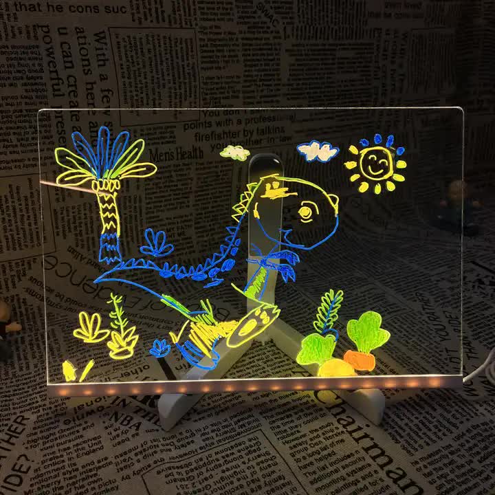 20*20 cm DIY Erasable Light-Up Drawing Board Set | Halloween Chalkboard Writing Board Craft Kit | Creative Craft Set for Kids & Adults