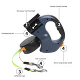 Black Dual Retractable Dog Leash | 2-in-1 Automatic Pet Leash for Walking Two Dogs Simultaneously - Top-Down View